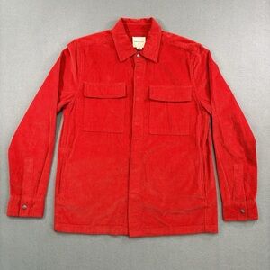 American Eagle Men’s Corduroy Red Long Sleeve Snap Buttons Pockets